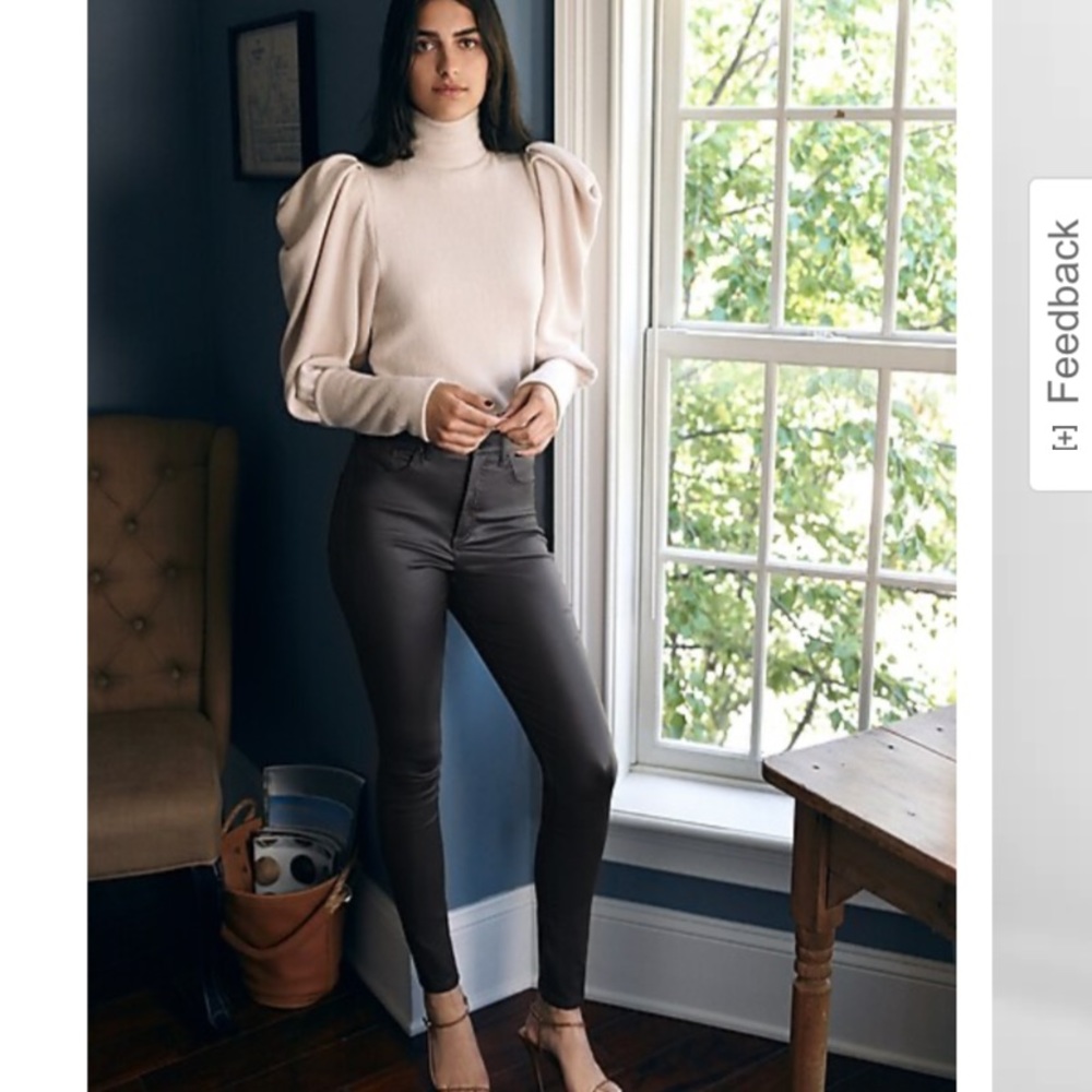 Super High Waisted Black Coated Skinny Jeans